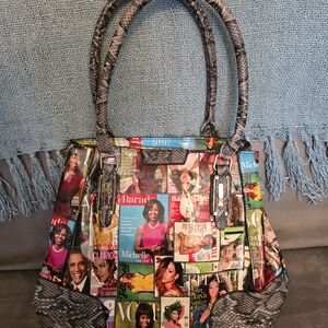 Colorful Magazine Print Tote Bag